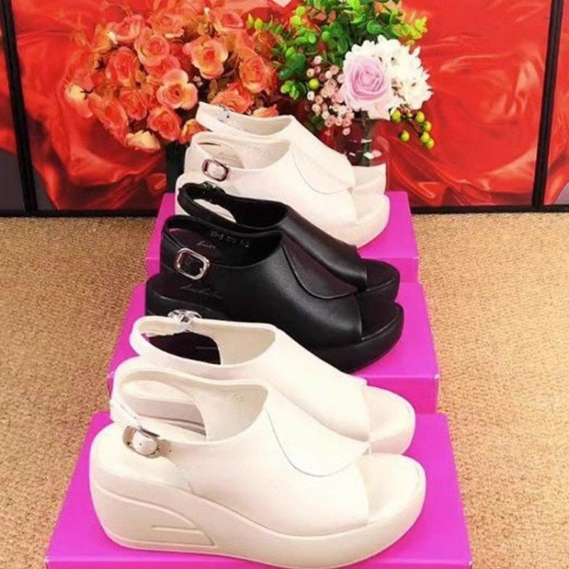 👡👡【SIZE:35-40】2025 sandale noi din piele moale cu talpă groasă cu cataramă